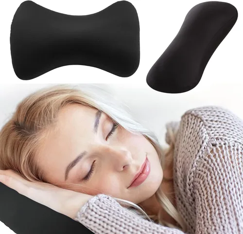 Vista 5 de Almohada de cuello de microcuentas Squishy de 15 x 8 pulgadas, almohadas para dormir de lado para adultos, suave, lavable, diseño ergonómico, cojín