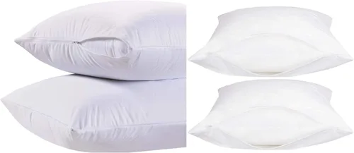 Vista 7 de Paquete de 4 fundas de almohada de vinilo con cremallera, protectores impermeables para almohadas más duraderas. Tamaño estándar 20 x 29 pulgadas.