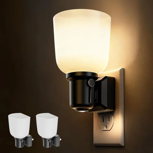 Vista 10 de L LOHAS LED Luces Nocturnas que se Enchufan a la Pared, Luz Nocturna que Cambia de Color con Enchufe Giratorio, Varilla de Metal con Bola