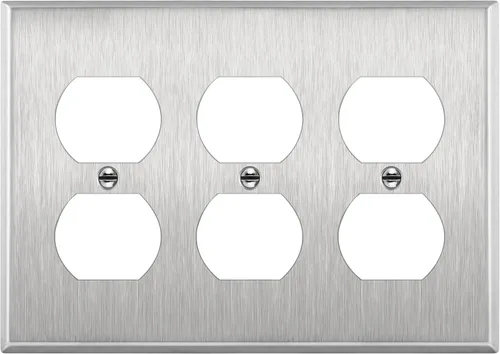 Vista 13 de ENERLITES Placa de pared de metal para receptáculo dúplex, tapa de salida de acero inoxidable, resistente a la corrosión, tamaño estándar de 1