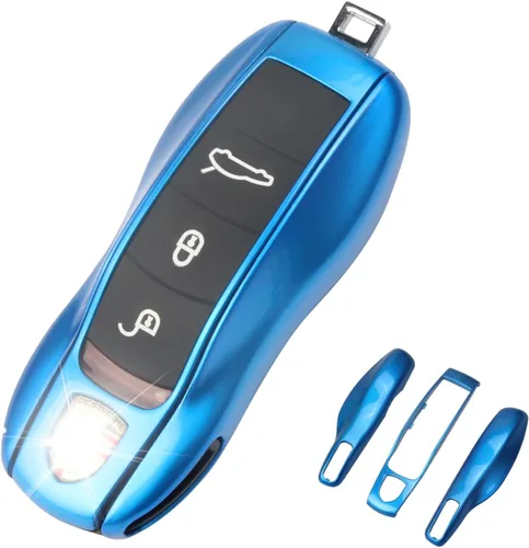Vista 9 de QBUC Funda para llavero Porsche, 3 piezas pintadas compatibles con Porsche Cayenne Panamera Macan 911 Boxter Cayman (negro)