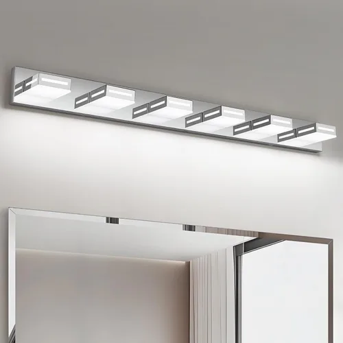 Vista 16 de Luminaria de Tocador LED Moderna Dorada de 24 Pulgadas con 3 Luces para Baño sobre Espejo, Accesorios de Iluminación de Baño con Blanco Frío 6000K