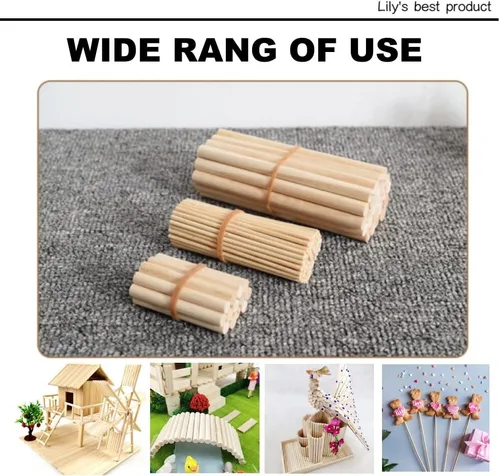 Vista 4 de HOPELF 10PCS Varillas de Espiga - 1/2 x 12 Pulgadas Palos de Bambú - para Manualidades, Surtido de Madera Dura, Aficionados al Bricolaje