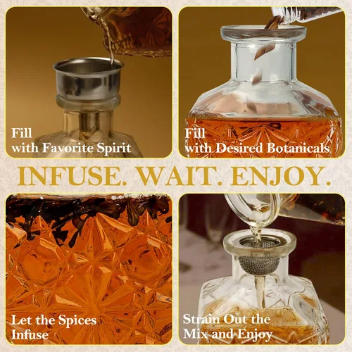 Vista 3 de Kit de infusión de whisky y kit de fabricación de whisky – DIY Bourbon, cóctel, set de regalo de alcohol de tequila con 12 botánicos naturales, crea