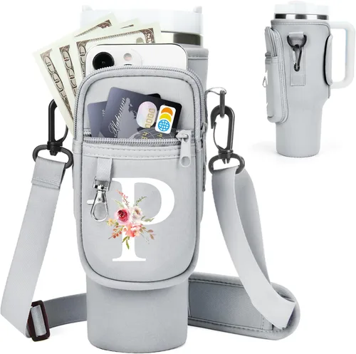 Vista 129 de Initial Water Bottle Holder with Strap for Stanley Cup Accessories 40 oz Tumbler/Simple Modern Tumbler Bag, Water Bottle Carrier Bag with Strap for