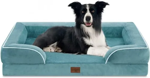 Vista 82 de Comfort Expression - Cama ortopédica para perros medianos de 30x20 pulgadas, cama impermeable de espuma de huevera para mascotas medianas