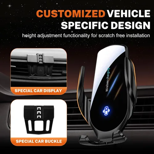 Vista 2 de Phone Holders for Your car, Custom fit Nissan Rogue 2016-2020 and Qashqai 2016-2023, Electric Phone Holder, Wireless Charging, Thick case