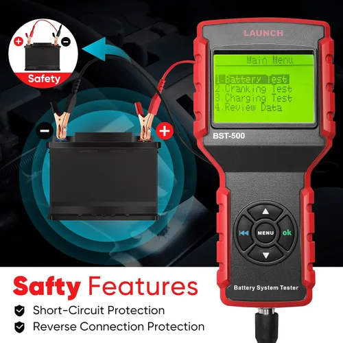 Vista 3 de LAUNCH BST-500 Probador de batería de coche 12V 24V Probador de carga de batería, probador de alternador de batería automotriz 100-2000CCA