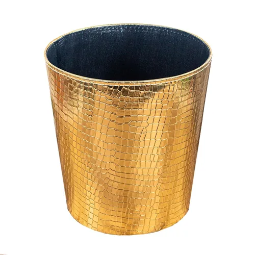 Vista 9 de Bote de basura de 2.64 galones, cesta de basura decorativa, cesta de papel de piel sintética, bote de basura impermeable para baño, dormitorio