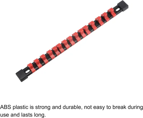 Vista 3 de HARFINGTON Organizador de enchufes de 3/8 pulgadas x 15 clips portátil de plástico ABS soporte de riel de clip, rojo