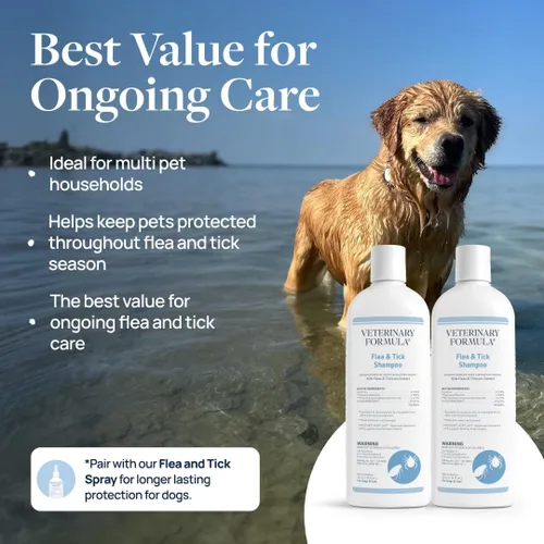 Vista 7 de Veterinary Formula Champú para pulgas y garrapatas para perros y gatos, fórmula de control de pulgas y garrapatas ayuda a calmar la picazón