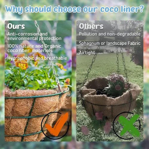 Vista 4 de Legigo Paquete de 3 cestas colgantes de 8 pulgadas de repuesto para cestas colgantes de coco, 100% natural, redondas, de fibra de coco y coco