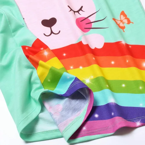 Vista 5 de Camisones de dormir suaves para niñas, camisón de manga volada para gatitoconejo, pijamas de 4 a 13 años