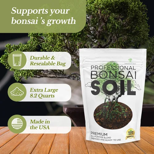 Vista 2 de Mezcla multiusos prémium de suelo grande para bonsái, premezclada, lista para usar para soporte de plantas y drenaje rápido, lava, peral de piedra