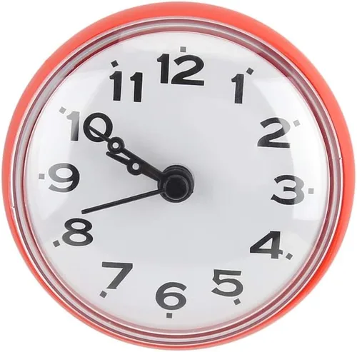 Vista 10 de Reloj de pared con ventosa, espejo de ventana de pared con ventosa, reloj de ducha de baño con esfera digital árabe de cara redonda, reloj de ducha