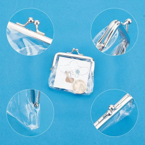 Vista 4 de GORGECRAFT Monederos transparentes para cambios, bolsas para tarjetas de crédito, tarjetas de crédito, transporte en efectivo, 3 piezas transparentes