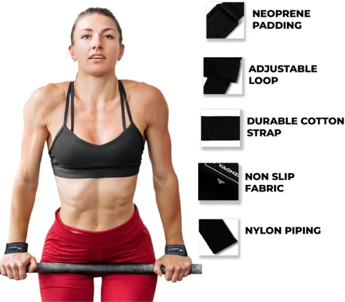 Vista 2 de Lifting Straps for Weightlifting, Bodybuilding, Powerlifting, Strength Training, & Deadlifts - Padded Neoprene 21 inch Cotton Lifting Wrist Straps