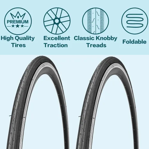 Vista 3 de Paquete de 2 neumáticos de bicicleta de 700 x 23C/25C/28C/35C/38C Plus tubos interiores de bicicleta, válvula Presta de 48mm o válvula Schrader