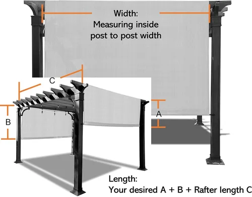 Vista 4 de Alion Home - Cubiertas impermeables para pérgola (14' x 6.5', toldo de repuesto universal para pérgola (14' x 6.5', verde pera)