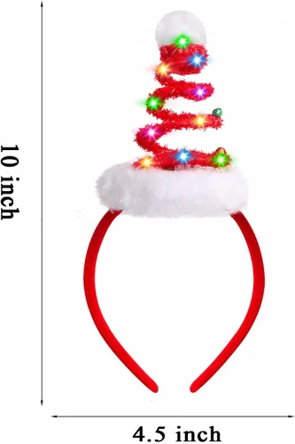 Vista 4 de Farochy Christmas Tree Headband with Light Necklace 2PCS Christmas LED Headband with Christmas Bulb Necklace Santa Headband