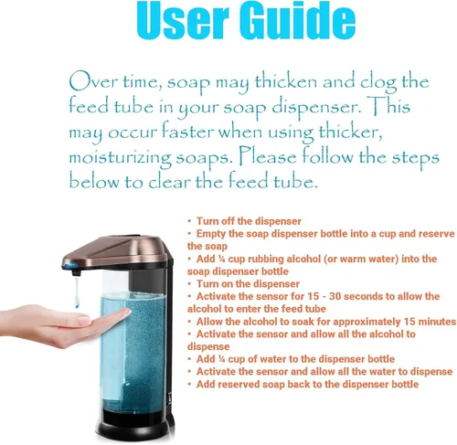 Vista 3 de Secura - Dispensador de jabón automático de 17 oz, funciona con baterías, dispensador de jabón sin contacto con control de volumen ajustable