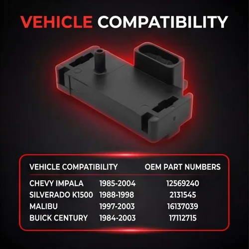 Vista 2 de Sensor de presión absoluta del colector Sensor MAP 12569240 Compatible con Chevy Impala Silverado K1500 Malibu Buick Century Reemplaza 2131545