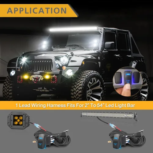 Vista 5 de Arnés de cableado 1 cable, kit de arnés de cableado de barra de luz LED Rfroad Lighting para luces antiniebla, luces de conducción todoterreno, luz