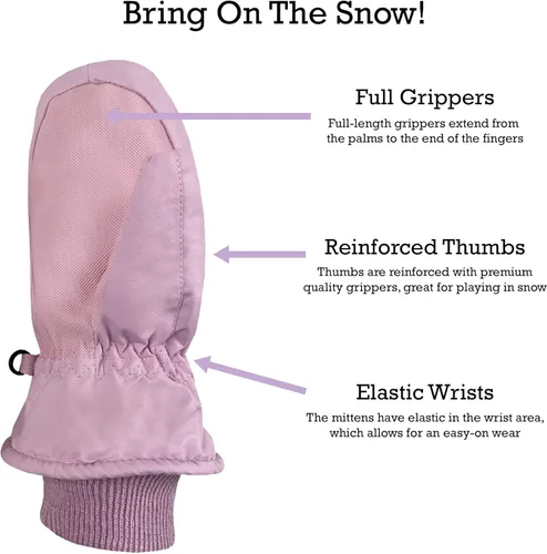 Vista 5 de N'Ice Caps - Manoplas impermeables con Thinsulate, para bebés o niños pequeños, manoplas de nieve, para el invierno, fáciles de poner