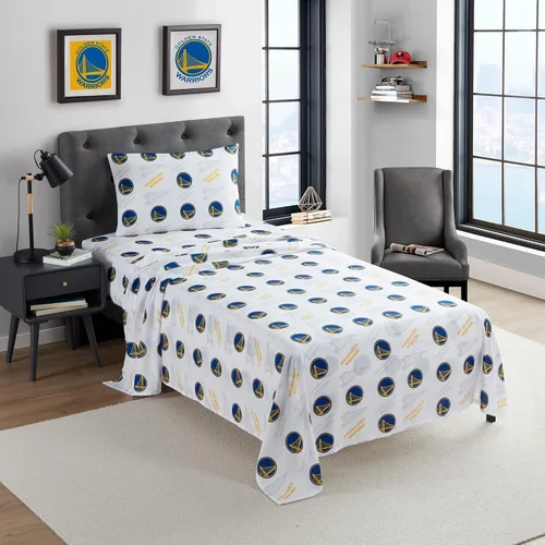 Juego de sábanas de tamaño individual de Golden State Warriors de la NBA con licencia oficial, ropa de cama suave con logotipo del equipo para