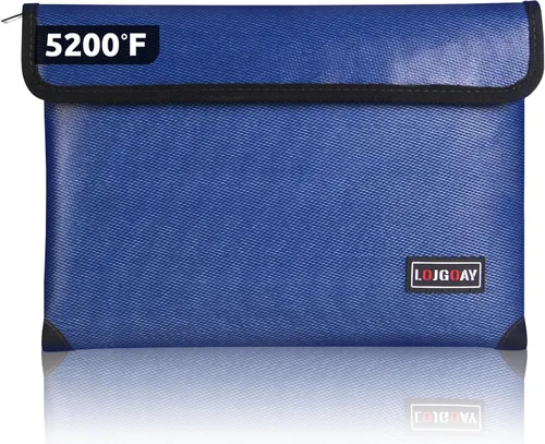 Vista 14 de Bolsa ignífuga con aislamiento térmico de 5200℉, caja ignífuga impermeable con cremallera, bolsa ignífuga para dinero en efectivo, bolsas ignífugas