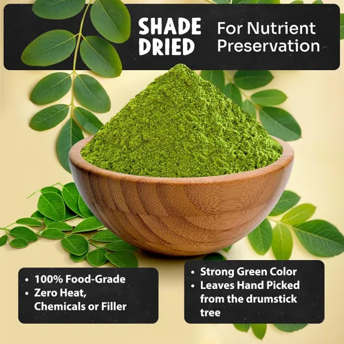 Vista 4 de MAJU - Polvo de moringa orgánico (1 libra), hoja de oleífera, calidad extrafina, hojas de árbol de baquetas secas, para té, batidos, grado