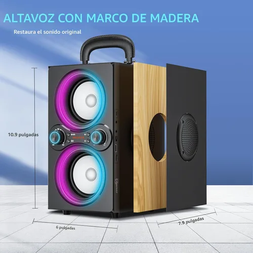 Vista 7 de TPyesss Altavoces Bluetooth, 80 W (pico) inalámbrico TWS altavoz Bluetooth portátil, luces impulsadas por ritmo, altavoz estéreo de 100 dB