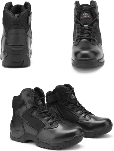 Vista 7 de NORTIV 8 - Botas tácticas de trabajo tipo militar para hombre, para senderismo, motociclismo y combate