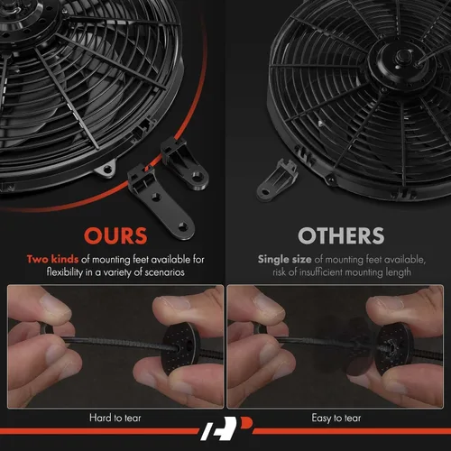 Vista 5 de A-Premium Ventilador de radiador eléctrico de 10 pulgadas 900 m³/h, 12V 80W con termostato, kit de cableado, interruptor y relé