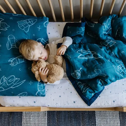 Vista 6 de Little Unicorn Paquete de 2 fundas de almohada estándar, tela de muselina súper suave y transpirable, cierre de sobre cómodo, para cuna y cama