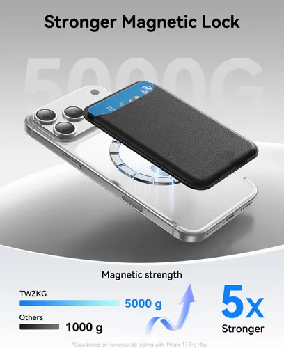 Vista 4 de TWZKG Cartera para MagSafe, Soporte para 3 Tarjetas, Cartera Magnética Delgada para Teléfono para iPhone 17/16/15/14/13/12 Pro Max Plus Air Series