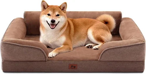 Vista 11 de Cama ortopédica para perros medianos, cama impermeable de espuma tipo huevo con lados suaves, sofá antideslizante para perros con funda extraíble