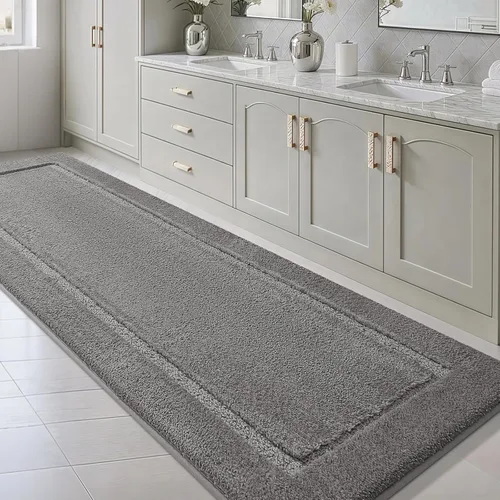 Vista 25 de Alfombras de baño de 24 x 17 pulgadas, microfibra extra suave y absorbente, parte trasera antideslizante, secado rápido, lavable a máquina, tapetes