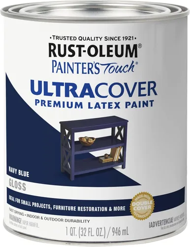 Vista 36 de Rust-Oleum 1922502-2PK Painter's Touch - Pintura de látex, cuarto de galón, azul marino brillante, 32 onzas líquidas (paquete de 2)
