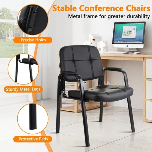 Vista 4 de CLATINA Silla de recepción de invitados, sillas de sala de conferencias, sillas de sala de espera con brazos acolchados, silla de escritorio sin