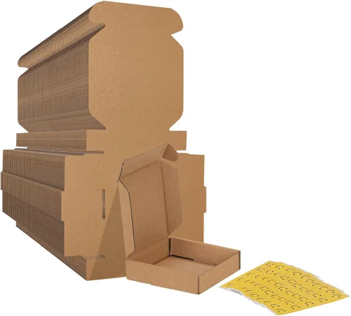 Vista 21 de HORLIMER - Cajas de envío de 4 x 3 x 2 pulgadas, conjunto de 50, caja de cartón corrugado marrón para envíos por correo de documentación
