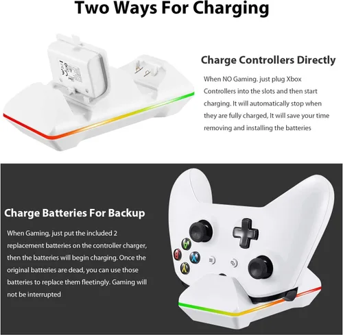 Vista 2 de Controller Charger for Xbox One CVIDA Dual Xbox OneOne SOne Elite Not for Xbox Series XS 2020 Charging Station with 2 Rechargeable Battery Packs for