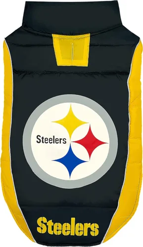 Vista 10 de NFL Buffalo Bills Chaleco acolchado para perros y gatos, talla S. Abrigo cálido, acogedor e impermeable, para perros y gatos pequeños y grandes. La