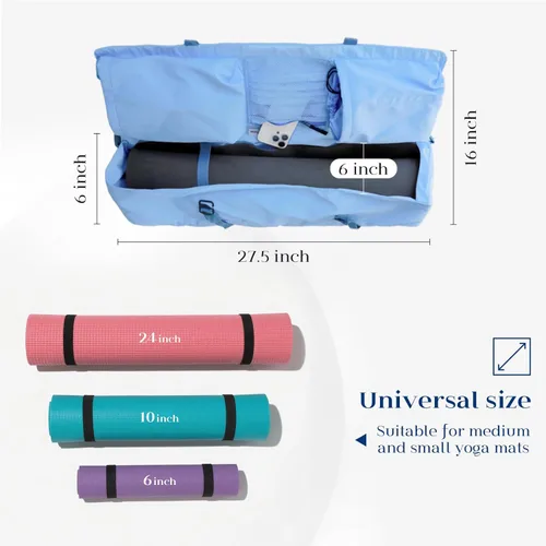 Vista 2 de Bolsa para esterilla de yoga Tumaz Correa de hombro ajustable y acolchada Se adapta a esterillas de hasta 26" Almacenamiento multibolsillo