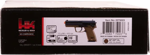 Vista 6 de HK Heckler & Koch USP - Pistola de aire comprimido con CO2 de 6 mm, acción estándar, color marrón oscuro