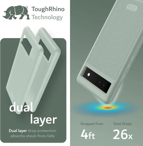 Vista 4 de TUDIA MergeGrip [grado militar] Funda protectora para Google Pixel 6a (2022), [probada en caídas], de doble capa, a prueba de golpes, delgada, Gris