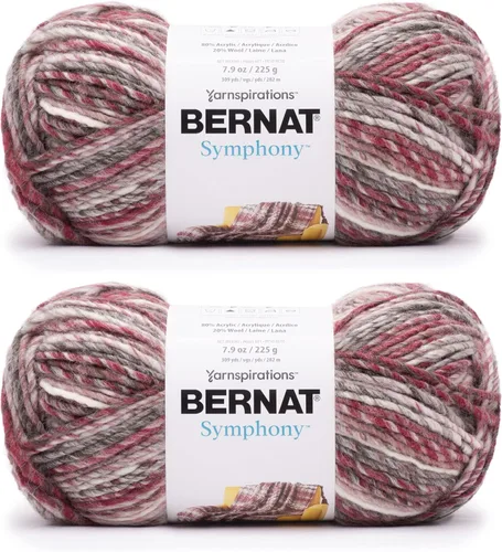 Vista 6 de Bernat Symphony - Hilo de arce otoñal, paquete de 2 unidades de 8 onzas, mezcla de lana, 5 voluminosos, 309 yardas, tejido/ganchillo