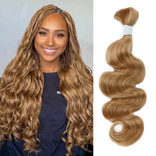 Vista 27 de Body Wave Bulk Human Hair For Braiding #27 Honey Blonde Boho Braids Human Hair Brading Hair Extensions 100g One Bundle Wet and Wavy Human Braiding