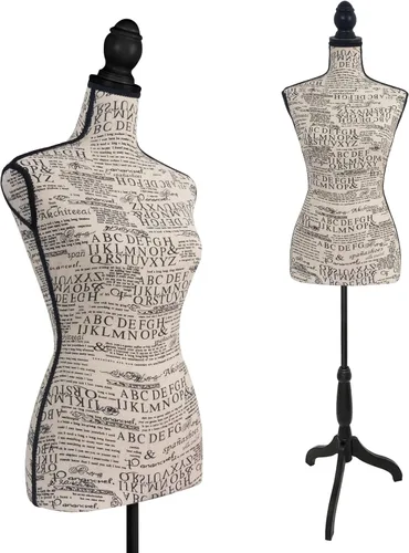 Vista 10 de Maniquí de Vestido Femenino Torso con Soporte de Trípode Ajustable para Exhibición de Vestidos y Joyas (Blanco)