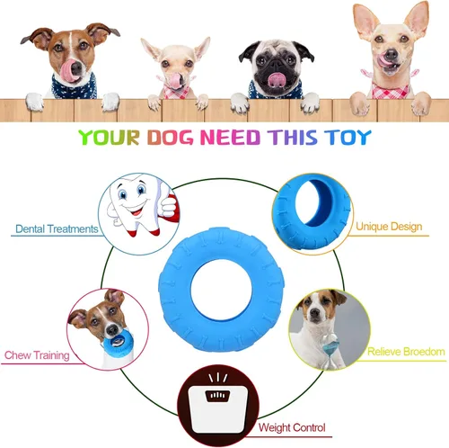 Vista 2 de Leitee Dispensador de golosinas para masticar neumáticos, juguete de goma indestructible para perros pequeños a medianos, cachorros, masticadores